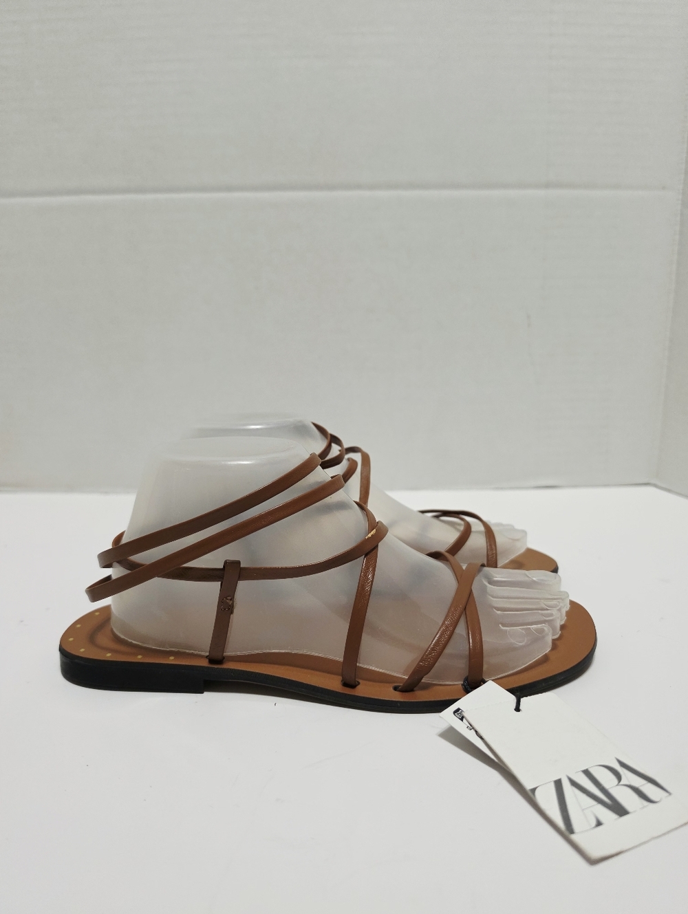 Zara Strappy Tie Flat Sandals NWT Size 7.5